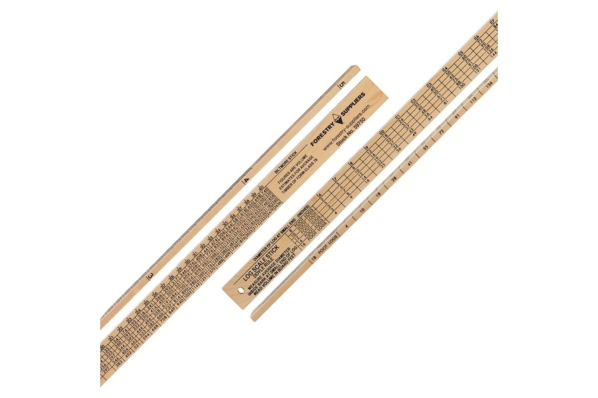 Forestry Suppliers Doyle log scale stick for reading board foot volume from log diameter