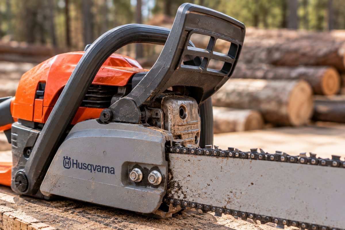 Husqvarna chainsaw front hand guard, the lever that engages the chain brake