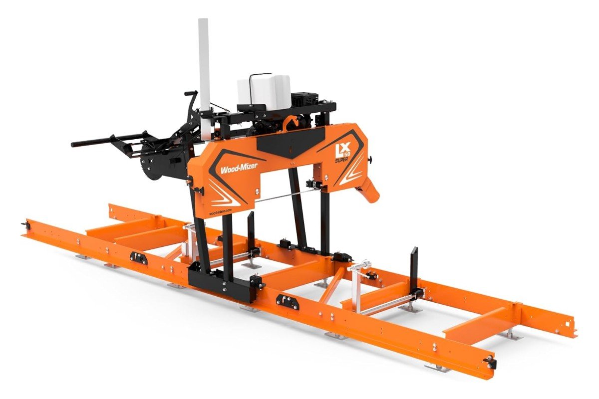 Wood-Mizer LX50SUPER portable sawmill on its orange track